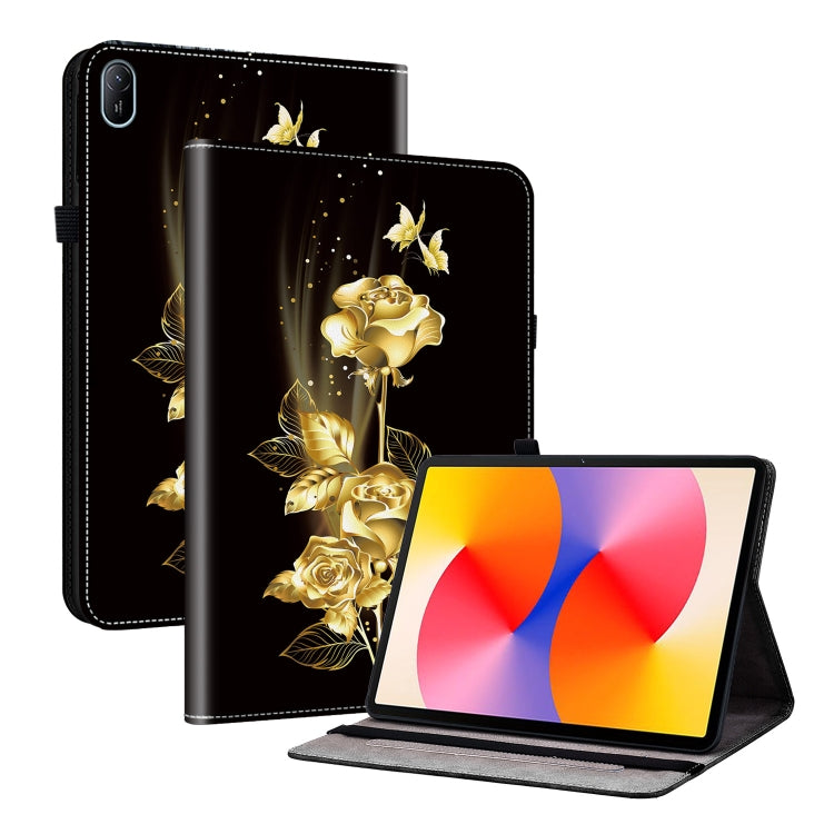 For Huawei MatePad SE 11 2024 Crystal Texture Painted Leather Smart Tablet Case(Gold Butterfly Rose) - Huawei by PMC TechLife | Online Shopping South Africa | PMC TechLife | Buy Now Pay Later Mobicred