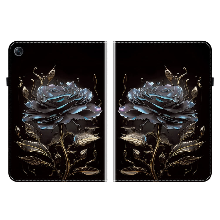 For OPPO Pad Air Crystal Texture Painted Leather Tablet Case(Black Rose) - OPPO by PMC TechLife | Online Shopping South Africa | PMC TechLife | Buy Now Pay Later Mobicred