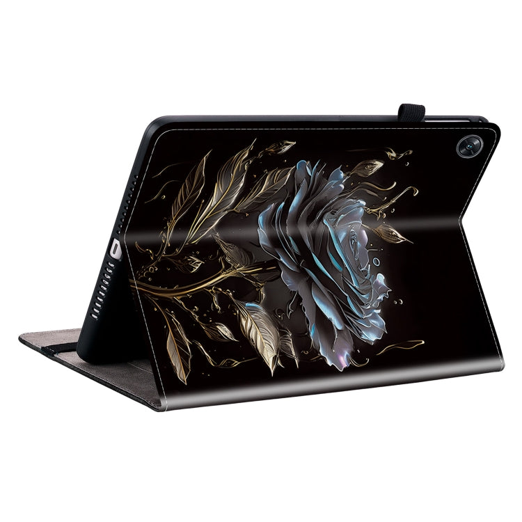 For OPPO Pad Air Crystal Texture Painted Leather Tablet Case(Black Rose) - OPPO by PMC TechLife | Online Shopping South Africa | PMC TechLife | Buy Now Pay Later Mobicred