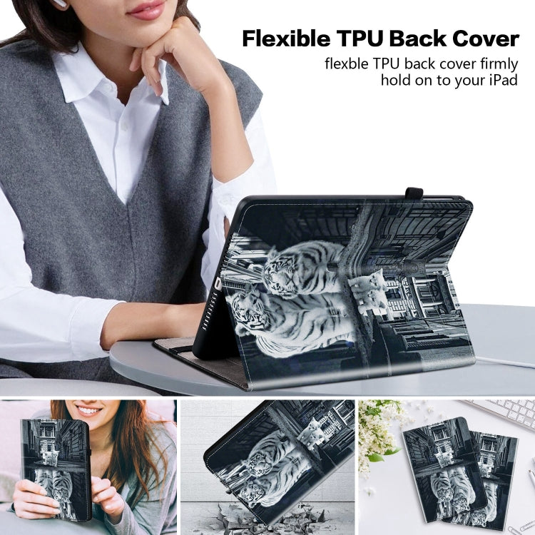 For Realme Pad 10.4 Crystal Texture Painted Leather Tablet Case(Cat Reflection Tiger) - free shipping - PMC TechLife - Order now!