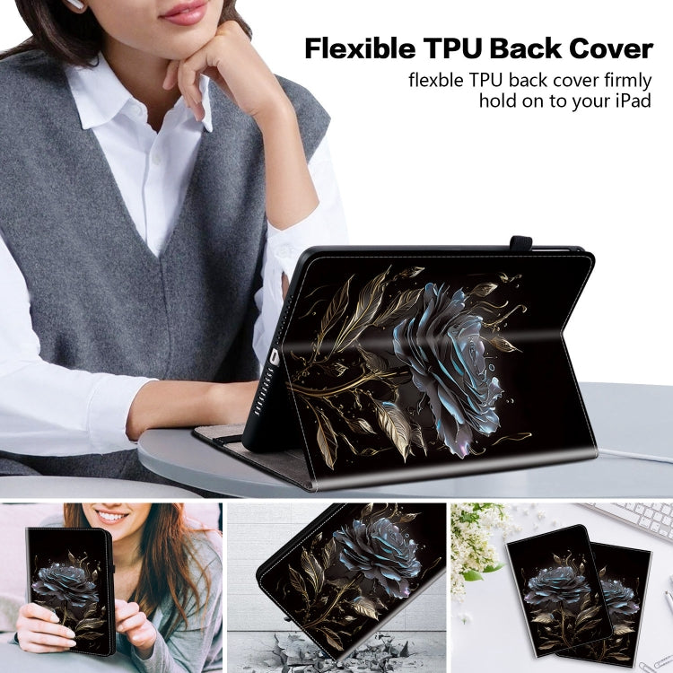For Realme Pad 2 11.5 Crystal Texture Painted Leather Tablet Case(Black Rose) - Realme by PMC TechLife | Online Shopping South Africa | PMC TechLife | Buy Now Pay Later Mobicred