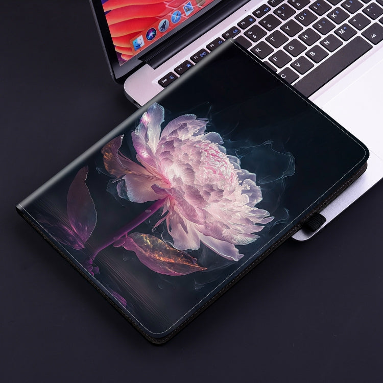 For Realme Pad X Crystal Texture Painted Leather Tablet Case(Purple Peony) - Realme by PMC TechLife | Online Shopping South Africa | PMC TechLife | Buy Now Pay Later Mobicred