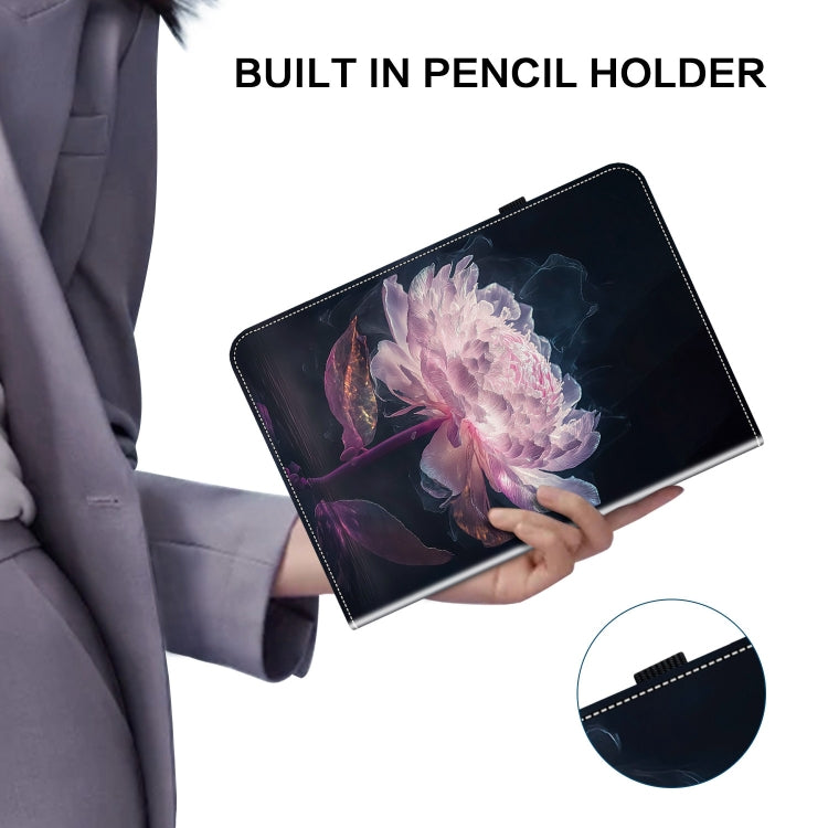 For Realme Pad X Crystal Texture Painted Leather Tablet Case(Purple Peony) - Realme by PMC TechLife | Online Shopping South Africa | PMC TechLife | Buy Now Pay Later Mobicred