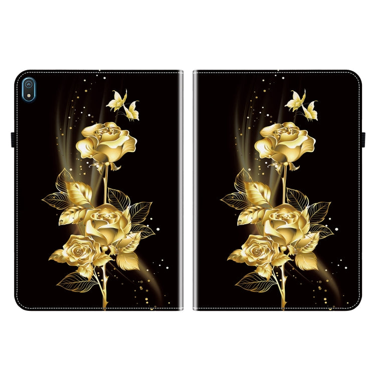 For Nokia T20 10.4 2021 Crystal Texture Painted Leather Tablet Case(Gold Butterfly Rose) - Nokia by PMC TechLife | Online Shopping South Africa | PMC TechLife | Buy Now Pay Later Mobicred