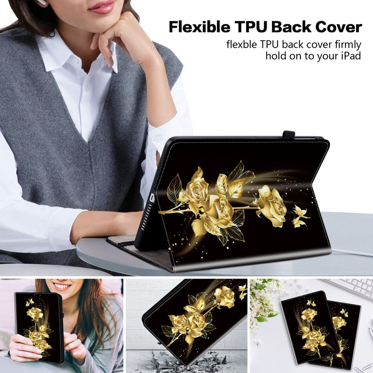 For Nokia T20 10.4 2021 Crystal Texture Painted Leather Tablet Case(Gold Butterfly Rose) - Nokia by PMC TechLife | Online Shopping South Africa | PMC TechLife | Buy Now Pay Later Mobicred