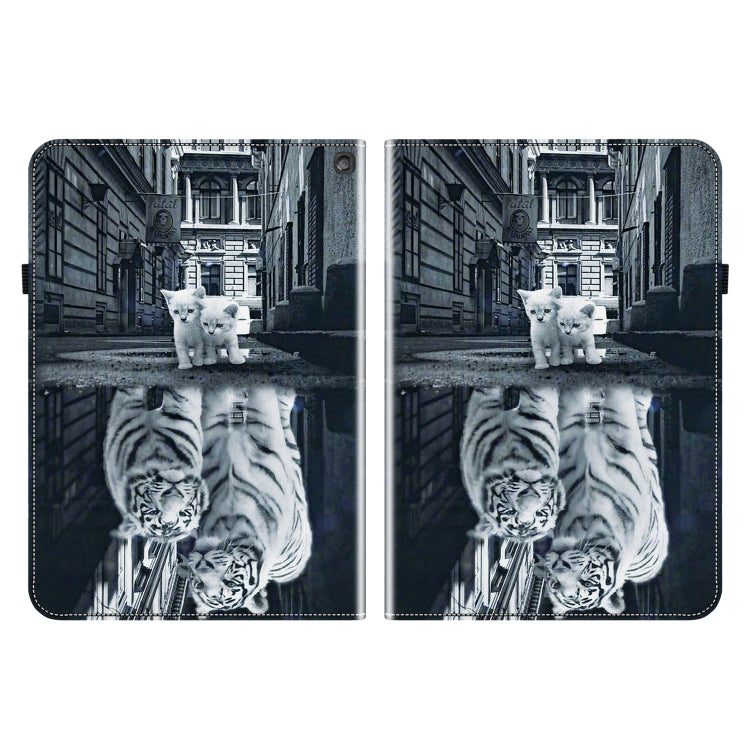 For Amazon Fire HD10 2023 Crystal Texture Painted Leather Tablet Case(Cat Reflection Tiger) - Amazon by PMC TechLife | Online Shopping South Africa | PMC TechLife | Buy Now Pay Later Mobicred