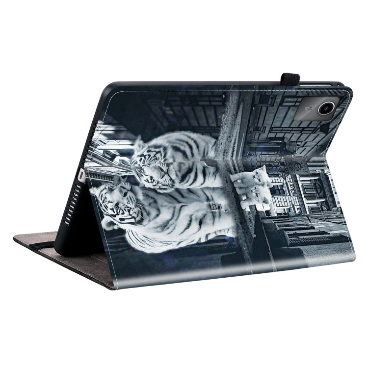For Lenovo Tab M11/ Xiaoxin Pad 11 2024 Crystal Texture Painted Leather Tablet Case(Cat Reflection Tiger) - Lenovo by PMC TechLife | Online Shopping South Africa | PMC TechLife | Buy Now Pay Later Mobicred