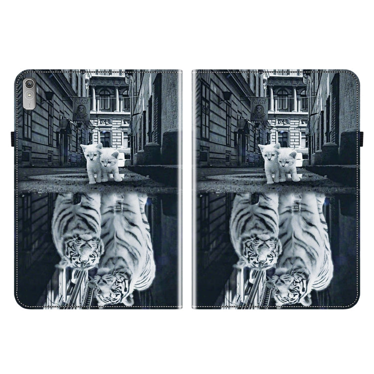 For Lenovo Tab P11 Gen 2 11.5 Crystal Texture Painted Leather Tablet Case(Cat Reflection Tiger) - free shipping - PMC TechLife - Order now!