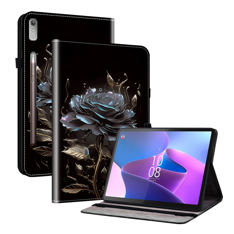 For Lenovo Tab P11 Pro Gen 2 11.2 Crystal Texture Painted Leather Tablet Case(Black Rose) - Lenovo by PMC TechLife | Online Shopping South Africa | PMC TechLife | Buy Now Pay Later Mobicred
