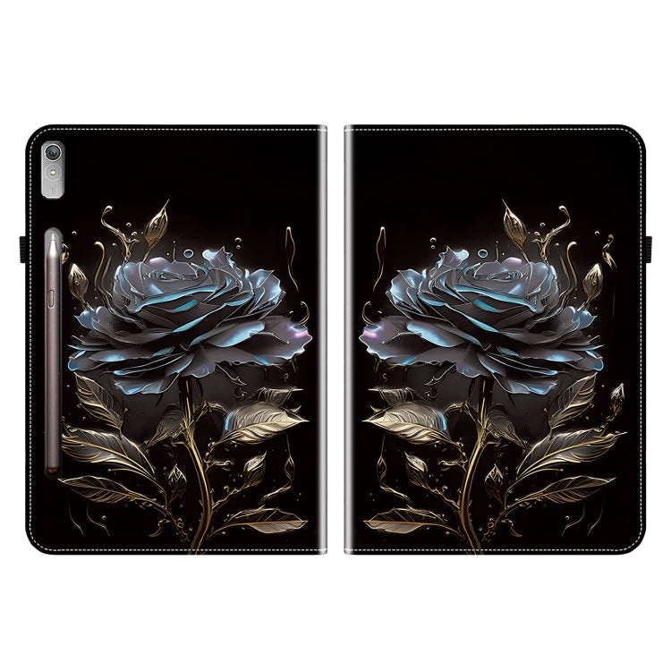 For Lenovo Tab P11 Pro Gen 2 11.2 Crystal Texture Painted Leather Tablet Case(Black Rose) - Lenovo by PMC TechLife | Online Shopping South Africa | PMC TechLife | Buy Now Pay Later Mobicred