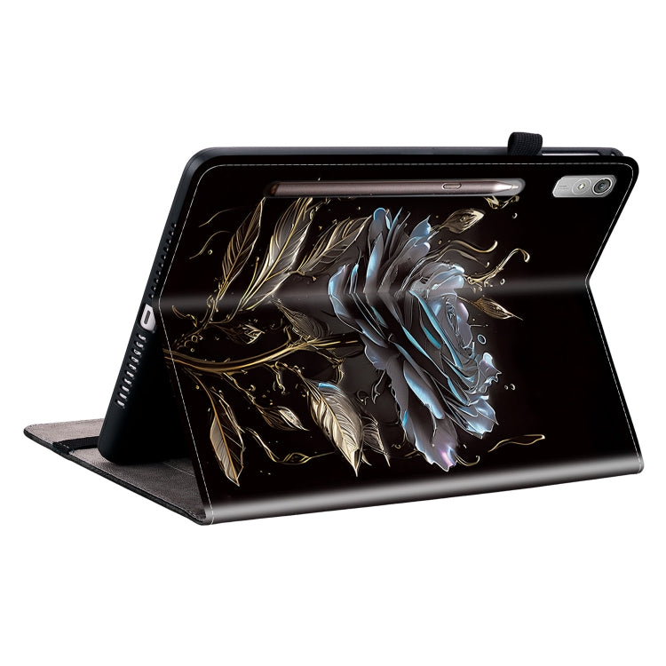For Lenovo Tab P11 Pro Gen 2 11.2 Crystal Texture Painted Leather Tablet Case(Black Rose) - Lenovo by PMC TechLife | Online Shopping South Africa | PMC TechLife | Buy Now Pay Later Mobicred