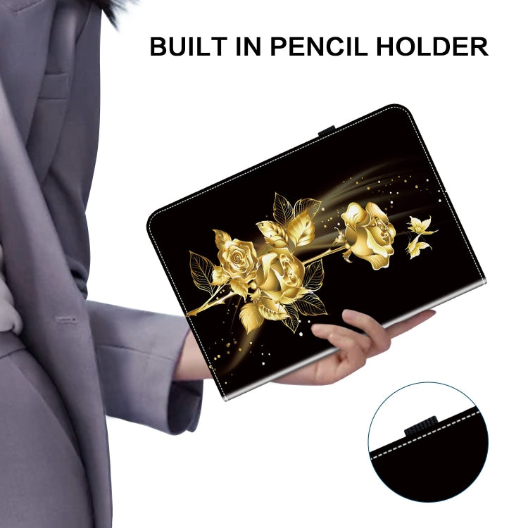 For Lenovo Tab P12 12.7 Crystal Texture Painted Leather Tablet Case(Gold Butterfly Rose) - Lenovo by PMC TechLife | Online Shopping South Africa | PMC TechLife | Buy Now Pay Later Mobicred