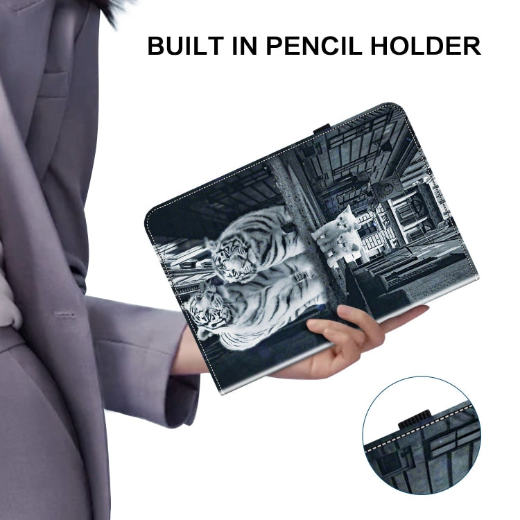 For Lenovo Tab P12 12.7 Crystal Texture Painted Leather Tablet Case(Cat Reflection Tiger) - Lenovo by PMC TechLife | Online Shopping South Africa | PMC TechLife | Buy Now Pay Later Mobicred