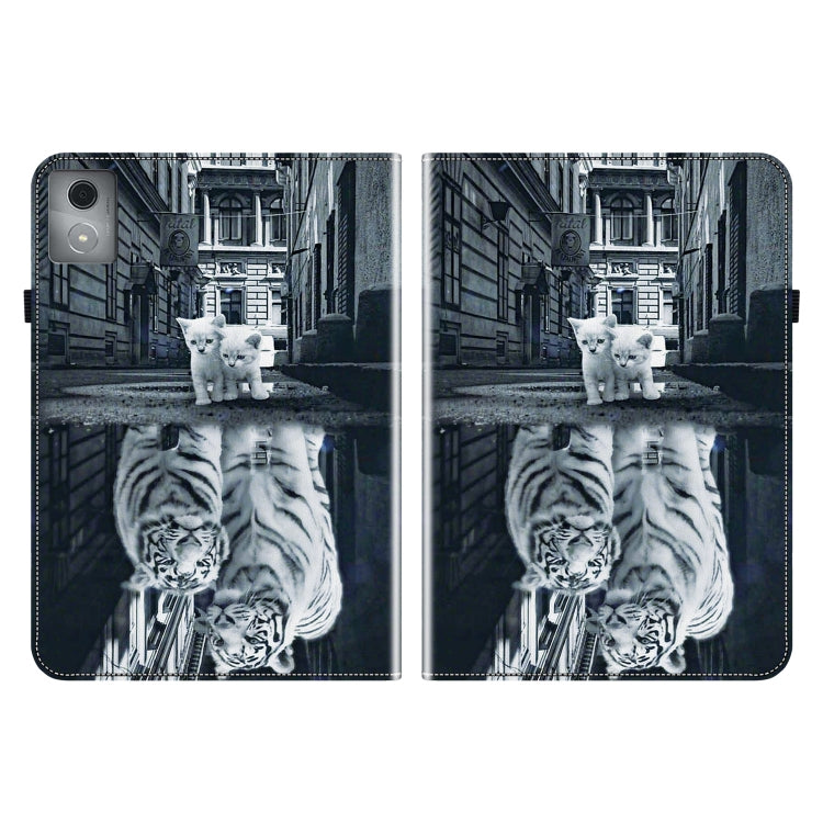 For Lenovo Tab K11 Plus Crystal Texture Painted Leather Tablet Case(Cat Reflection Tiger) - Lenovo by PMC TechLife | Online Shopping South Africa | PMC TechLife | Buy Now Pay Later Mobicred