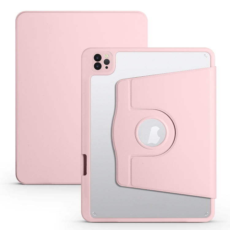 For iPad Air 13 2024 Acrylic 360 Degree Rotation Holder Leather Tablet Case(Sand Pink) - iPad Air 13 2024 Cases by PMC Jewellery | Online Shopping South Africa | PMC Jewellery | Buy Now Pay Later Mobicred