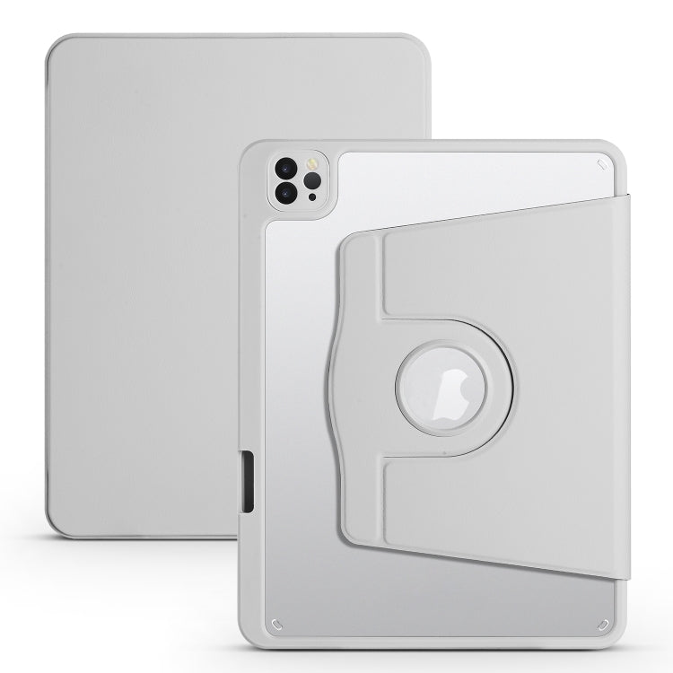 For iPad Pro 11 2024 Acrylic 360 Degree Rotation Holder Leather Tablet Case(Fog Grey) - iPad Pro 11 2024 Cases by PMC TechLife | Online Shopping South Africa | PMC TechLife | Buy Now Pay Later Mobicred