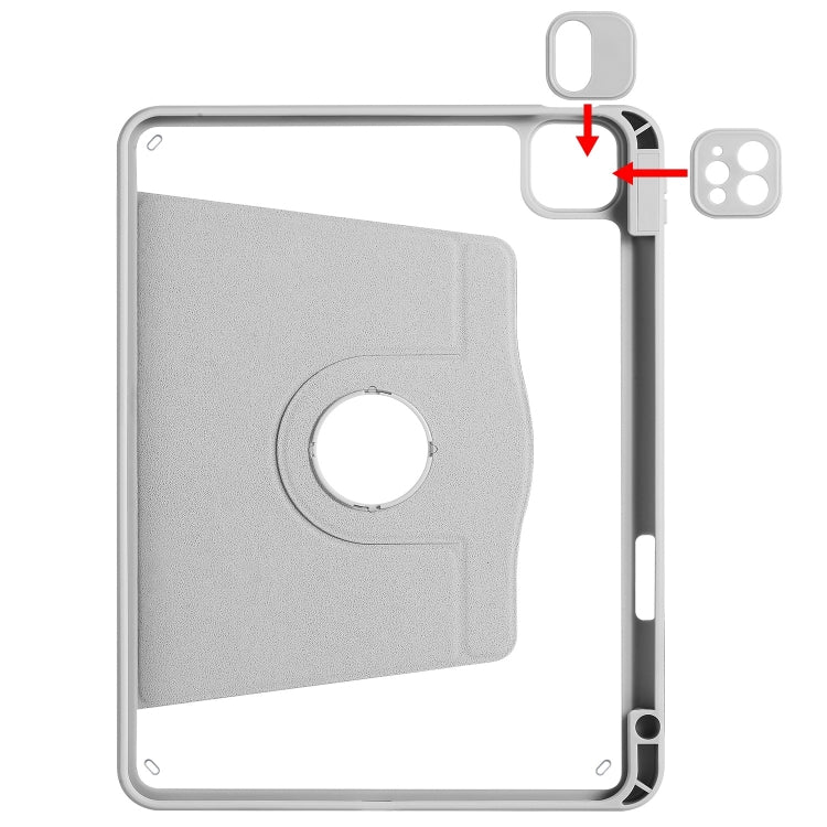 For iPad Pro 13 2024 Acrylic 360 Degree Rotation Holder Leather Tablet Case(Fog Grey) - iPad Pro 13 2024 Cases by PMC TechLife | Online Shopping South Africa | PMC TechLife | Buy Now Pay Later Mobicred