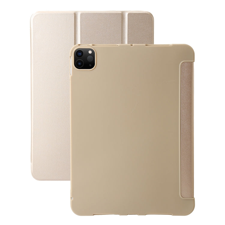 For iPad Pro 13 2024 Three-fold Holder Flip Tablet Leather Case(Gold) - iPad Pro 13 2024 Cases by PMC Jewellery | Online Shopping South Africa | PMC Jewellery | Buy Now Pay Later Mobicred