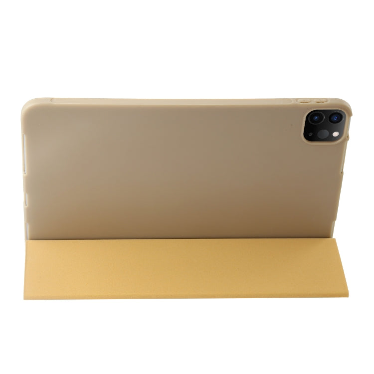 For iPad Pro 13 2024 Three-fold Holder Flip Tablet Leather Case(Gold) - iPad Pro 13 2024 Cases by PMC Jewellery | Online Shopping South Africa | PMC Jewellery | Buy Now Pay Later Mobicred