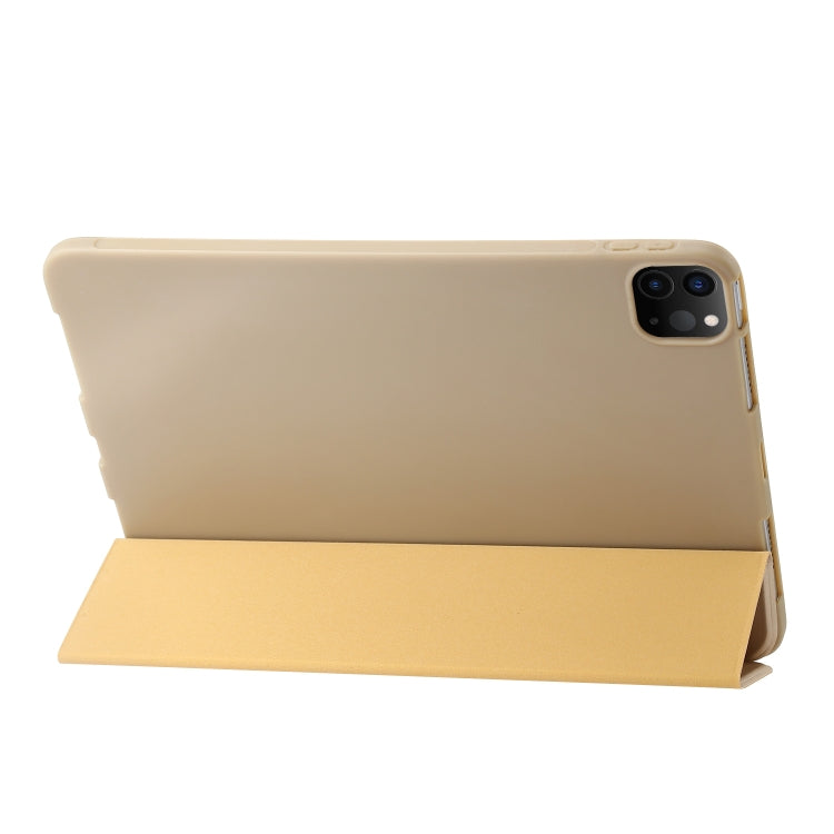 For iPad Pro 13 2024 Three-fold Holder Flip Tablet Leather Case(Gold) - iPad Pro 13 2024 Cases by PMC Jewellery | Online Shopping South Africa | PMC Jewellery | Buy Now Pay Later Mobicred