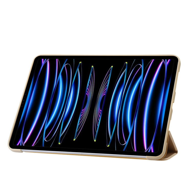 For iPad Pro 13 2024 Three-fold Holder Flip Tablet Leather Case(Gold) - iPad Pro 13 2024 Cases by PMC Jewellery | Online Shopping South Africa | PMC Jewellery | Buy Now Pay Later Mobicred