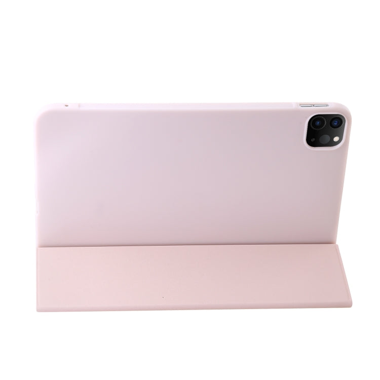 For iPad Pro 11 2024 Three-fold Holder Flip Tablet Leather Case(Light Pink) - iPad Pro 11 2024 Cases by PMC TechLife | Online Shopping South Africa | PMC TechLife | Buy Now Pay Later Mobicred