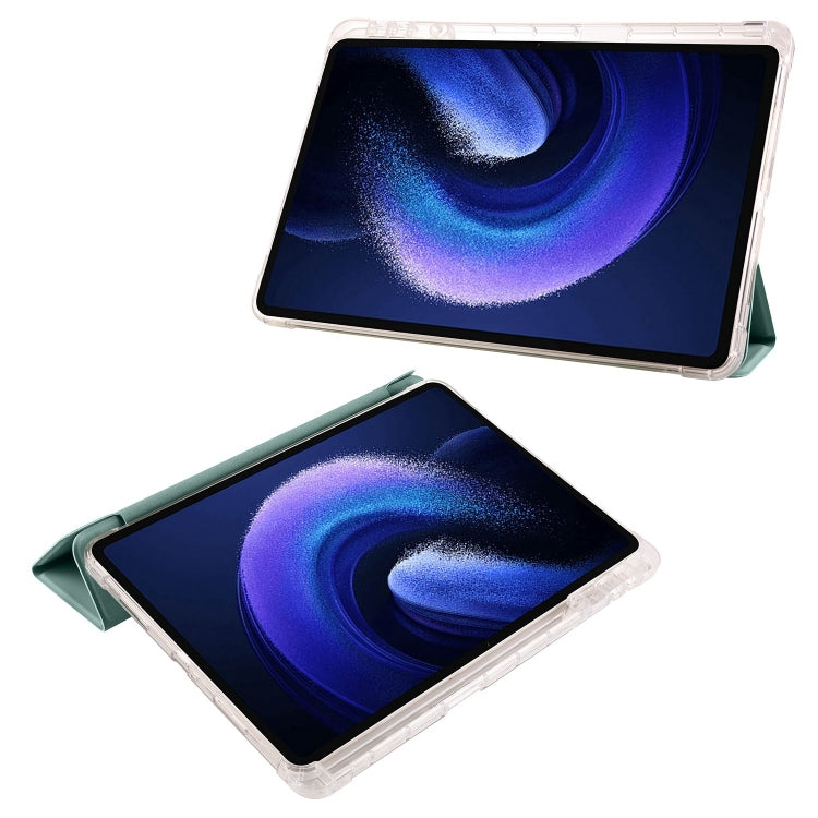 For iPad Pro 13 2024 3-fold Clear TPU Smart Leather Tablet Case with Pen Slot(Dark Green) - iPad Pro 13 2024 Cases by PMC TechLife | Online Shopping South Africa | PMC TechLife | Buy Now Pay Later Mobicred