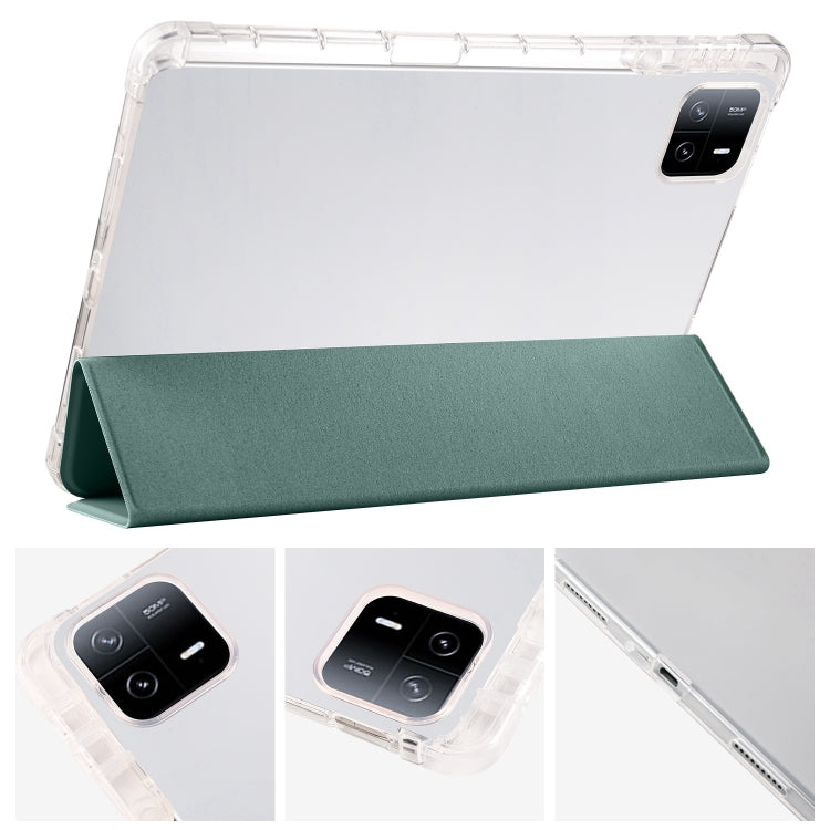 For iPad Pro 13 2024 3-fold Clear TPU Smart Leather Tablet Case with Pen Slot(Dark Green) - iPad Pro 13 2024 Cases by PMC Jewellery | Online Shopping South Africa | PMC Jewellery | Buy Now Pay Later Mobicred