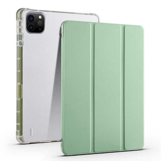 For iPad Pro 13 2024 3-fold Clear TPU Smart Leather Tablet Case with Pen Slot(Green) - iPad Pro 13 2024 Cases by PMC Jewellery | Online Shopping South Africa | PMC Jewellery | Buy Now Pay Later Mobicred