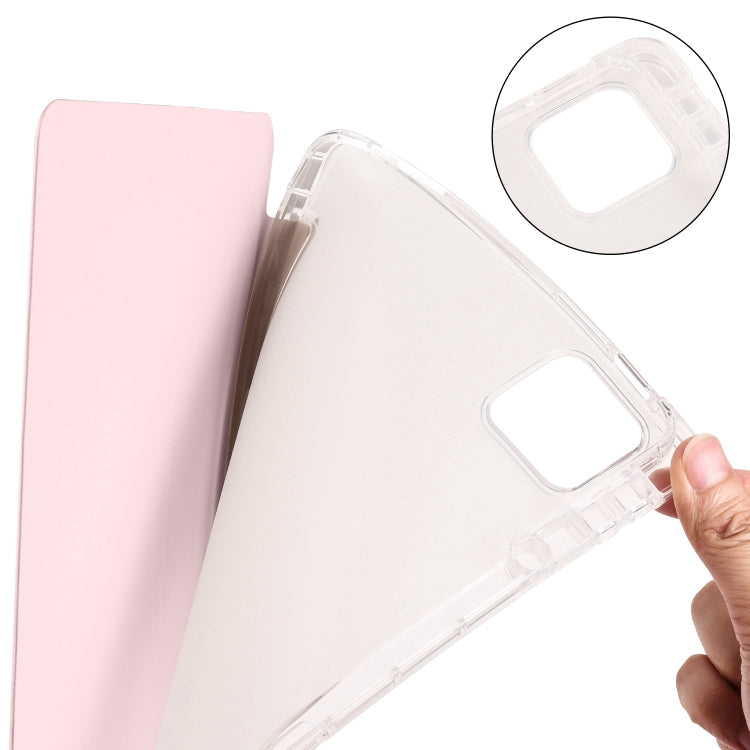 For iPad Pro 13 2024 3-fold Clear TPU Smart Leather Tablet Case with Pen Slot(Sand Pink) - iPad Pro 13 2024 Cases by PMC Jewellery | Online Shopping South Africa | PMC Jewellery | Buy Now Pay Later Mobicred