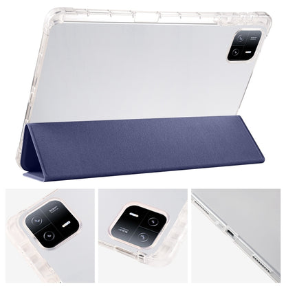 For iPad Pro 13 2024 3-fold Clear TPU Smart Leather Tablet Case with Pen Slot(Dark Blue) - iPad Pro 13 2024 Cases by PMC Jewellery | Online Shopping South Africa | PMC Jewellery | Buy Now Pay Later Mobicred