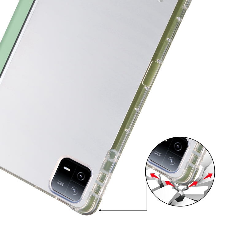For iPad Pro 11 2024 3-fold Clear TPU Smart Leather Tablet Case with Pen Slot(Green) - iPad Pro 11 2024 Cases by PMC Jewellery | Online Shopping South Africa | PMC Jewellery | Buy Now Pay Later Mobicred