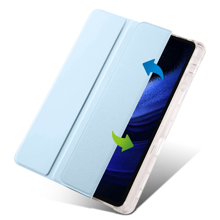 For iPad Air 11 2024 3-fold Clear TPU Smart Leather Tablet Case with Pen Slot(Ice Blue) - iPad Air 11 2024 Cases by PMC Jewellery | Online Shopping South Africa | PMC Jewellery | Buy Now Pay Later Mobicred