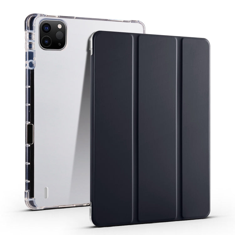 For iPad Air 11 2024 3-fold Clear TPU Smart Leather Tablet Case with Pen Slot(Black) - iPad Air 11 2024 Cases by PMC TechLife | Online Shopping South Africa | PMC TechLife | Buy Now Pay Later Mobicred