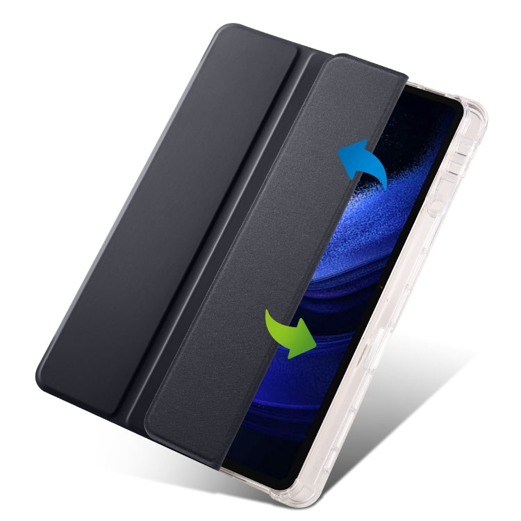 For iPad Air 11 2024 3-fold Clear TPU Smart Leather Tablet Case with Pen Slot(Black) - iPad Air 11 2024 Cases by PMC TechLife | Online Shopping South Africa | PMC TechLife | Buy Now Pay Later Mobicred