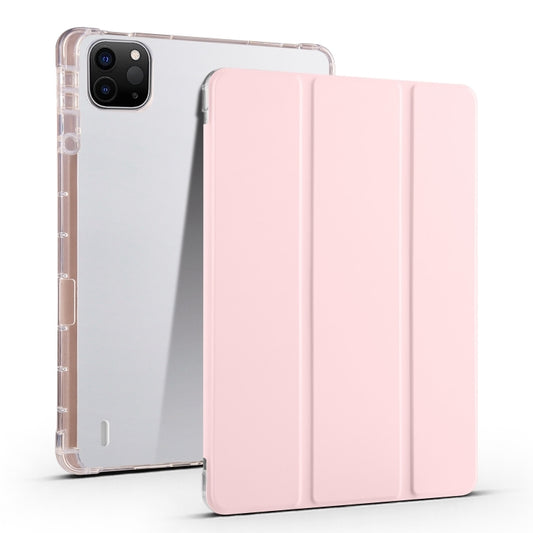 For iPad Air 13 2024 3-fold Clear TPU Smart Leather Tablet Case with Pen Slot(Sand Pink) - iPad Air 13 2024 Cases by PMC Jewellery | Online Shopping South Africa | PMC Jewellery | Buy Now Pay Later Mobicred