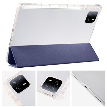 For iPad Air 13 2025 / 2024 3-fold Clear TPU Smart Leather Tablet Case with Pen Slot(Dark Blue) - iPad Air 13 2025 / 2024 Cases by PMC Jewellery | Online Shopping South Africa | PMC Jewellery | Buy Now Pay Later Mobicred