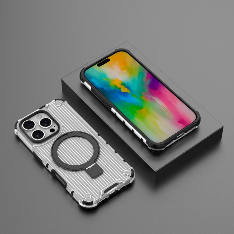 For iPhone 16 Pro Grating Holder Shockproof Phone Case(Transparent) - iPhone 16 Pro Cases by PMC TechLife | Online Shopping South Africa | PMC TechLife | Buy Now Pay Later Mobicred