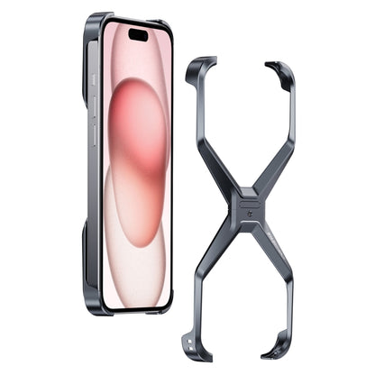 For iPhone 15 Frameless X-shaped Metal Phone Case(Grey) - iPhone 15 Cases by PMC Jewellery | Online Shopping South Africa | PMC Jewellery | Buy Now Pay Later Mobicred