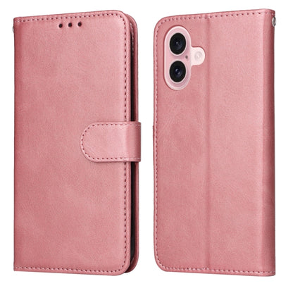 For iPhone 16 Classic Calf Texture Flip Leather Phone Case(Rose Gold) - iPhone 16 Cases by PMC Jewellery | Online Shopping South Africa | PMC Jewellery | Buy Now Pay Later Mobicred