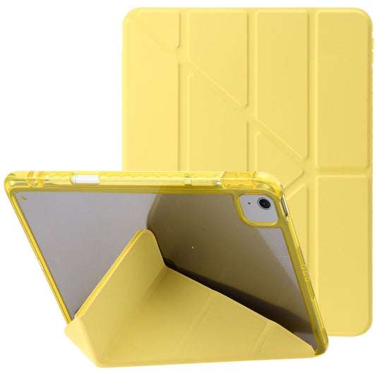 For iPad Air 11 2025 / 2024 Clear Acrylic Deformation Leather Tablet Case(Yellow) - iPad Air 11 2025 / 2024 Cases by PMC Jewellery | Online Shopping South Africa | PMC Jewellery | Buy Now Pay Later Mobicred