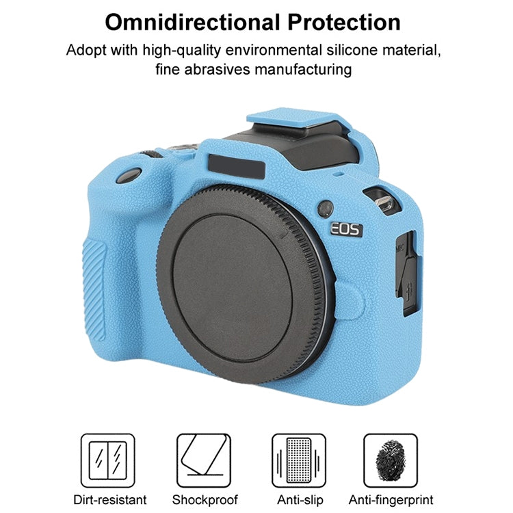 For Canon EOS R100 Litchi Texture Soft Silicone Protective Case(Blue) - Protective Case by PMC TechLife | Online Shopping South Africa | PMC TechLife | Buy Now Pay Later Mobicred