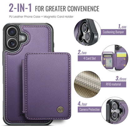 For iPhone 16 Plus JEEHOOD J05 Business Magnetic Style RFID Leather Phone Case(Purple) - iPhone 16 Plus Cases by JEEHOOD | Online Shopping South Africa | PMC Jewellery | Buy Now Pay Later Mobicred