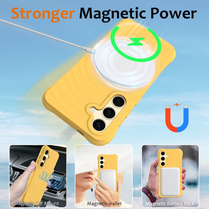 For Samsung Galaxy S25+ 5G Wave Texture MagSafe Magnetic Liquid Silicone Phone Case(Yellow) - Galaxy S25+ 5G Cases by PMC Jewellery | Online Shopping South Africa | PMC Jewellery | Buy Now Pay Later Mobicred