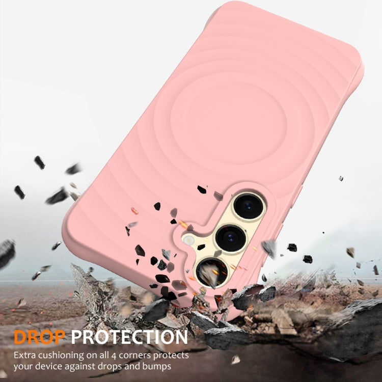 For Samsung Galaxy S25 5G Wave Texture MagSafe Magnetic Liquid Silicone Phone Case(Pink) - Galaxy S25 5G Cases by PMC Jewellery | Online Shopping South Africa | PMC Jewellery | Buy Now Pay Later Mobicred