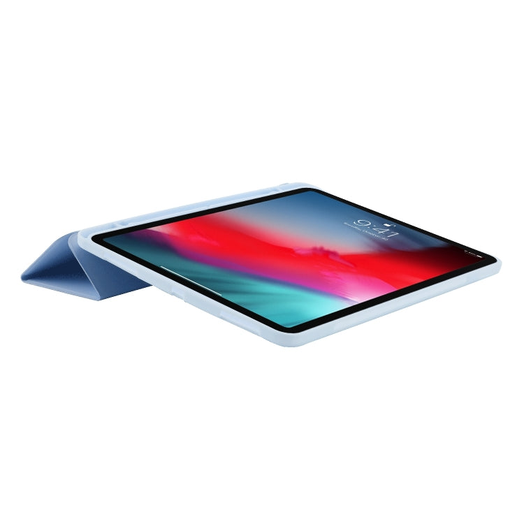 For iPad Pro 13 2024 Skin Feel Tri-fold Leather Tablet Case with Pen Slot(Light Blue) - iPad Pro 13 2024 Cases by PMC TechLife | Online Shopping South Africa | PMC TechLife | Buy Now Pay Later Mobicred