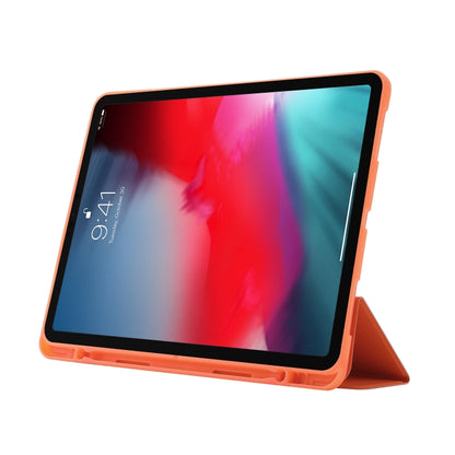 For iPad Air 11 2024 Skin Feel Tri-fold Leather Tablet Case with Pen Slot(Orange) - iPad Air 11 2024 Cases by PMC Jewellery | Online Shopping South Africa | PMC Jewellery | Buy Now Pay Later Mobicred