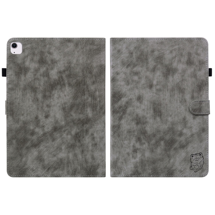 For iPad Air 13 2024 Embossed Tiger Pattern Leather Tablet Case(Grey) - iPad Air 13 2024 Cases by PMC Jewellery | Online Shopping South Africa | PMC Jewellery | Buy Now Pay Later Mobicred