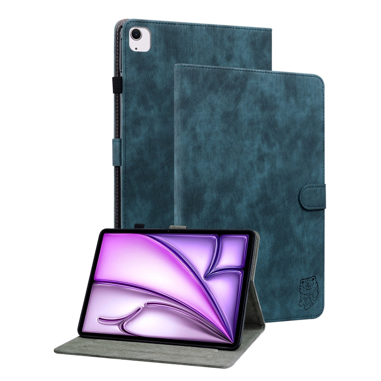 For iPad Air 13 2024 Embossed Tiger Pattern Leather Tablet Case(Dark Blue) - iPad Air 13 2024 Cases by PMC Jewellery | Online Shopping South Africa | PMC Jewellery | Buy Now Pay Later Mobicred