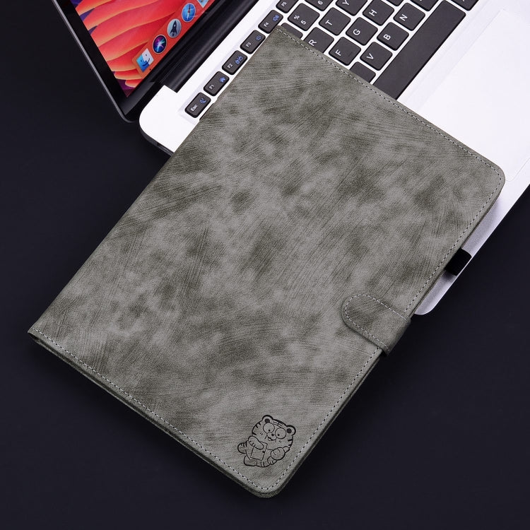 For iPad Pro 11 2024 Embossed Tiger Pattern Leather Tablet Case(Grey) - iPad Pro 11 2024 Cases by PMC TechLife | Online Shopping South Africa | PMC TechLife | Buy Now Pay Later Mobicred